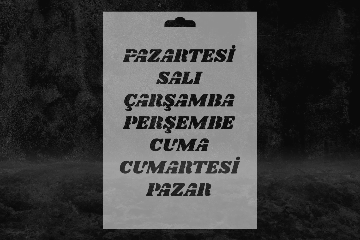 Haftanın Günleri Stencil Kalıbı, Tüm Günler