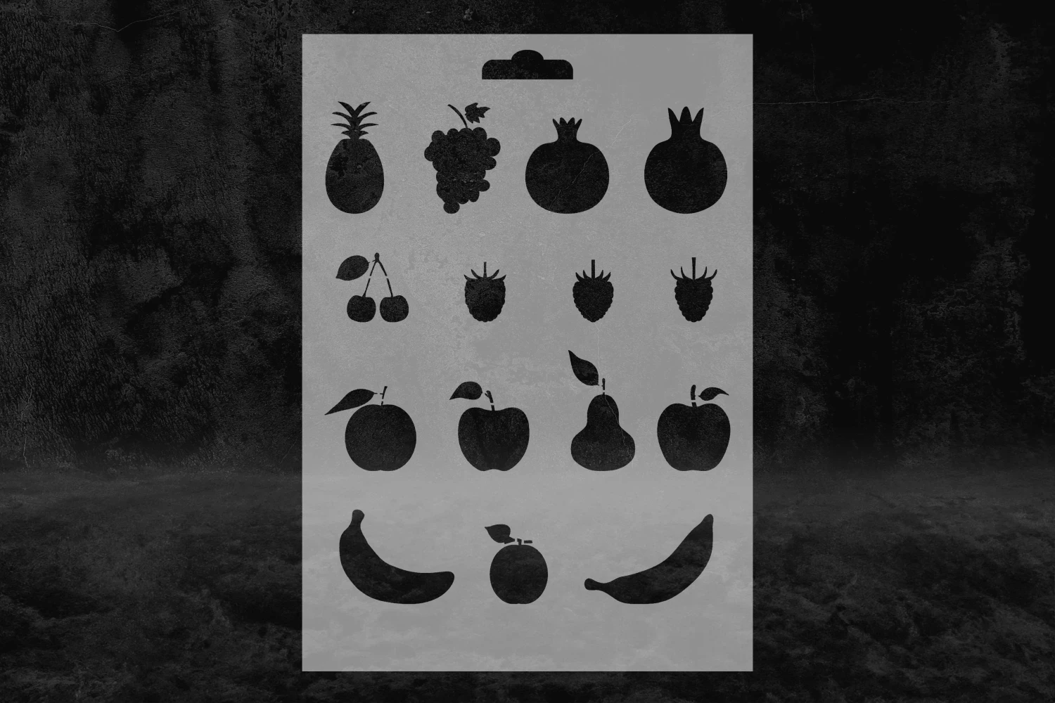 Meyveler Stencil Kalıbı, Armut, Elma, Muz Stencil