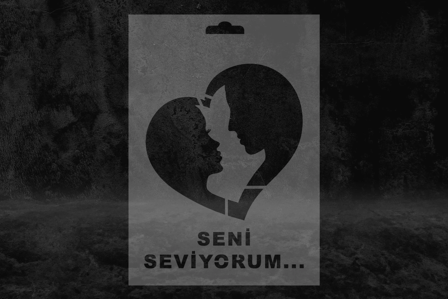 Anne ve Bebek Sevgisi Desenli Stencil Kalıbı, Seni Seviyorum Yazılı Stencil Kalıbı