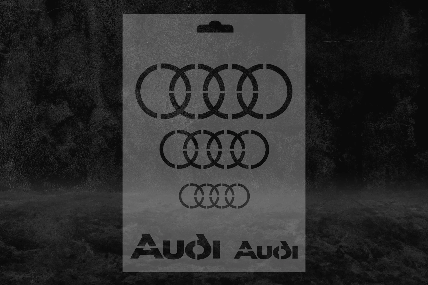 Audi Araba Logosu Desenli Stencil Kalıbı, Audi Yazılı Stencil