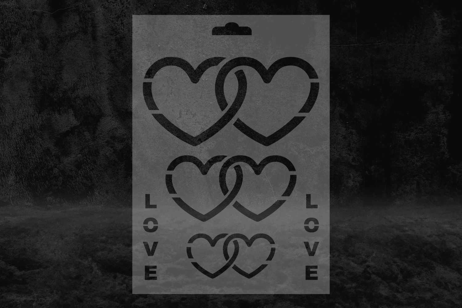 Zincir Kalp Desenli Stencil Kalıbı, Love Yazılı Stencil