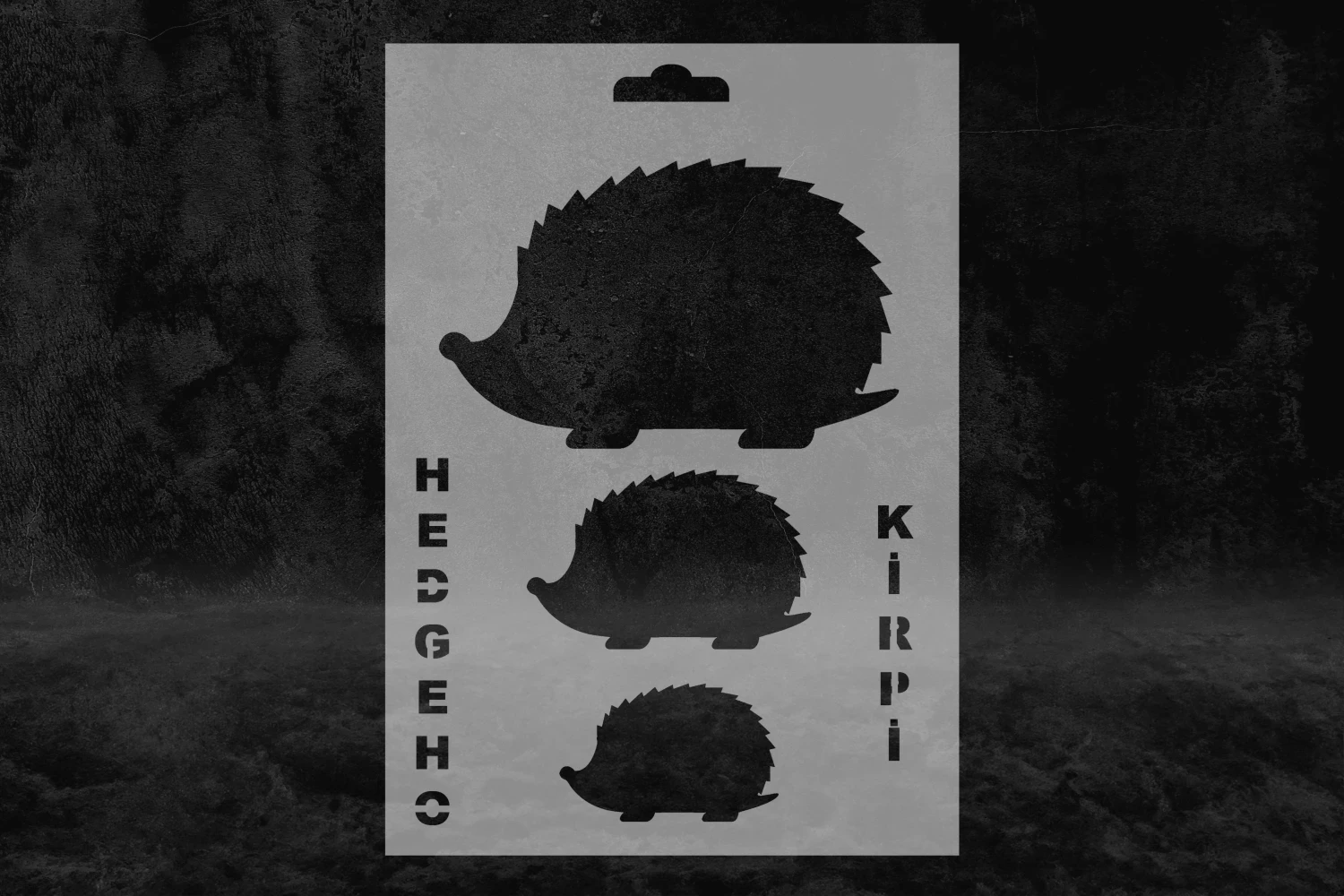 3 Farklı Boyut Kirpi Stencil Kalıbı, Kirpi Yazılı Stencil