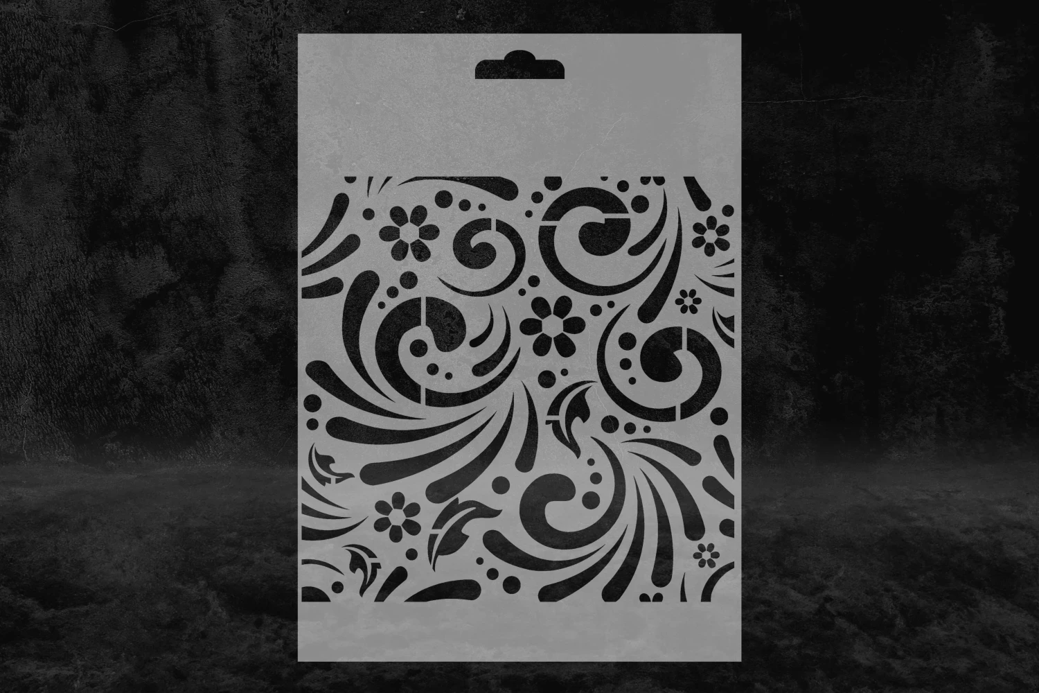 Çiçek Duvar Desenli Stencil Kalıbı, Bitki Sembol