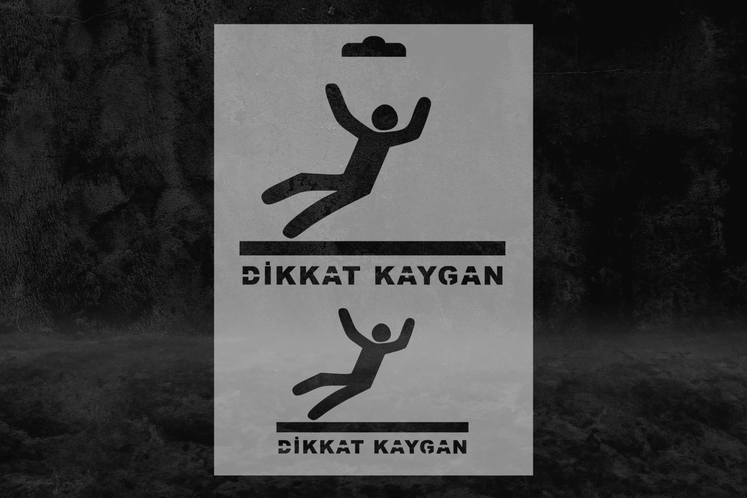 Dikkat Kaygan Desenli Uyarı Stencil Kalıbı