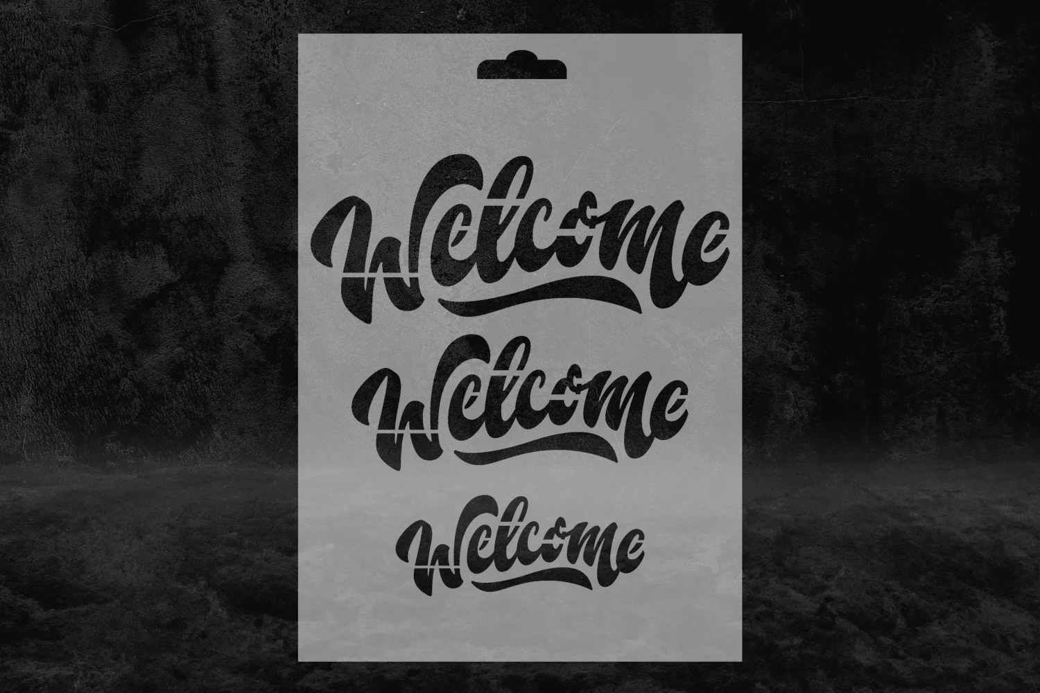 Hoşgeldiniz Uyarı Stencil Kalıbı, İngilizce Stencil Kalıbı