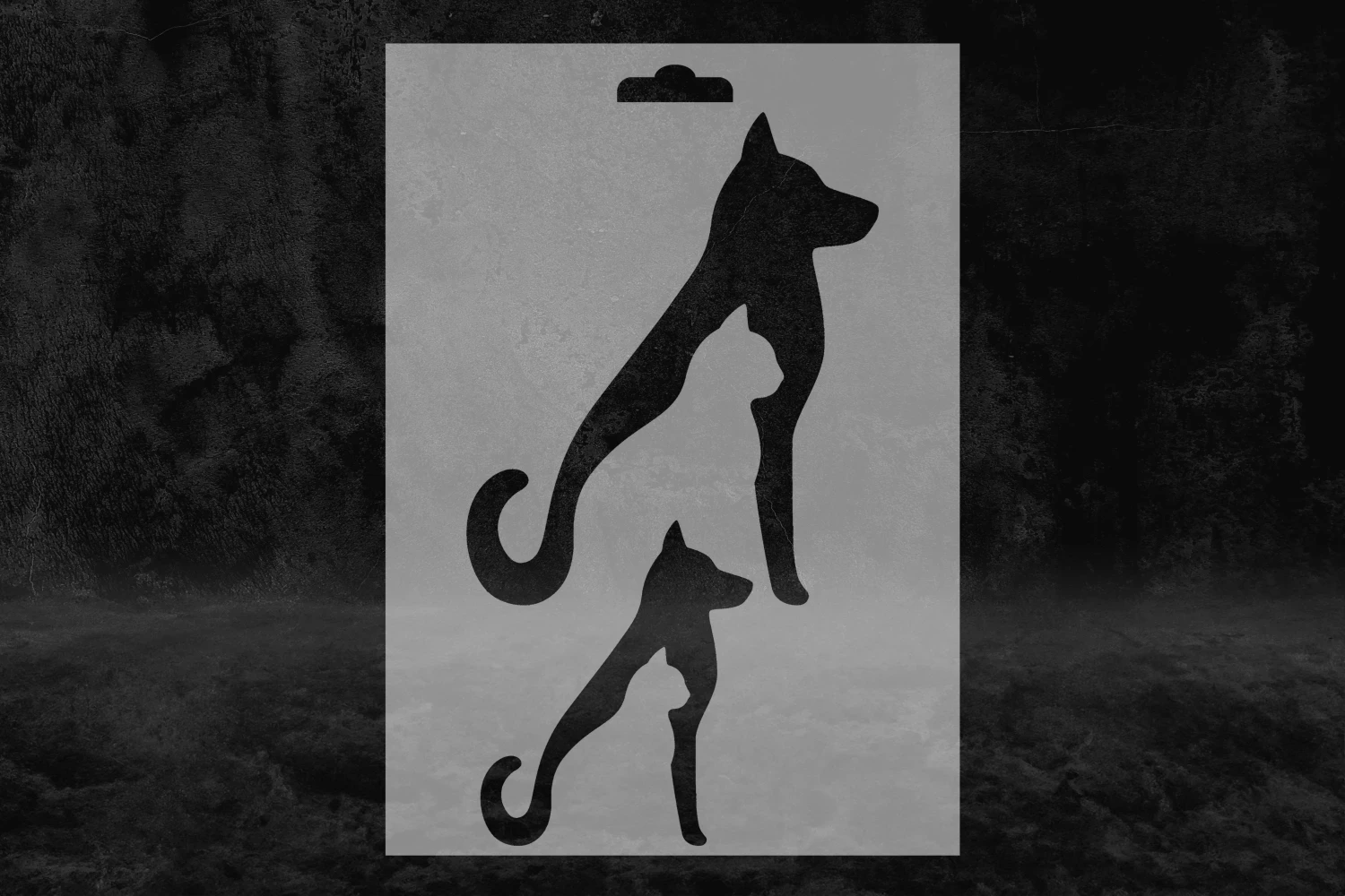İç İçe Geçmiş Kedi ve Köpek Desenli Stencil Kalıbı