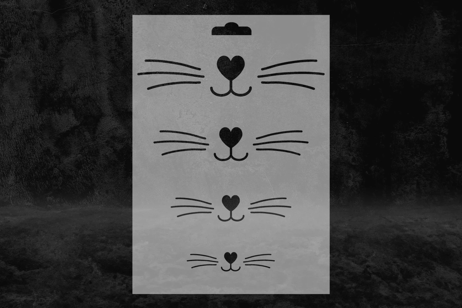 Kalpli Kedi Burnu Desenli Stencil Kalıbı