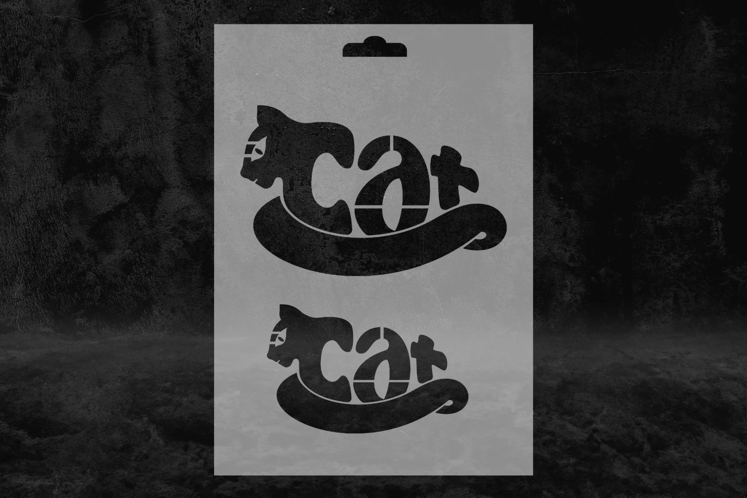 Kedi Desenli Stencil Kalıbı, Kedi Yazısı ve Tasarımı