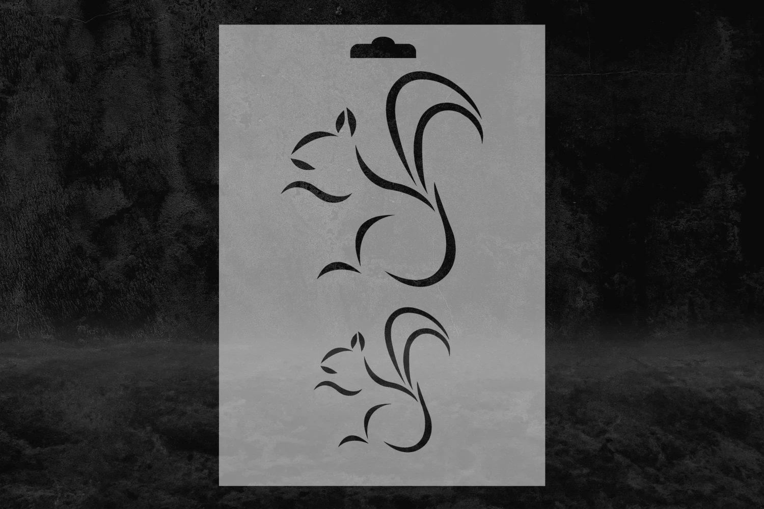 Sincap Desenli Stencil Kalıbı, 2 Boyut Sincap Tasarımı