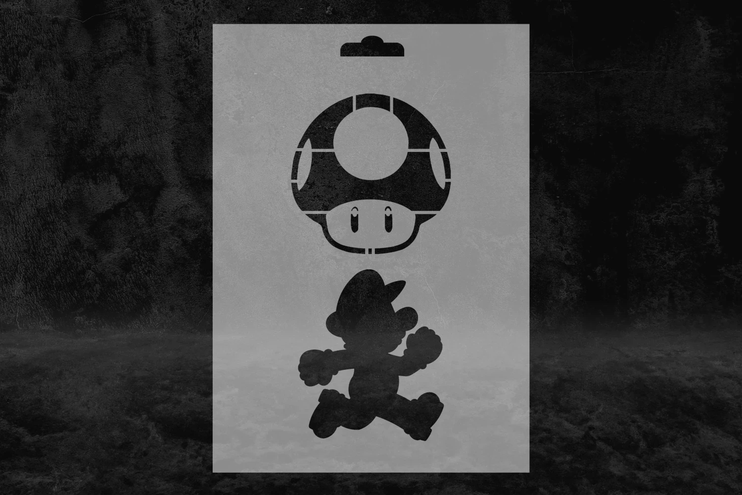 Süper Mario ve Mantar Desenli Stencil Kalıbı, Oyun Stencil Kalıbı
