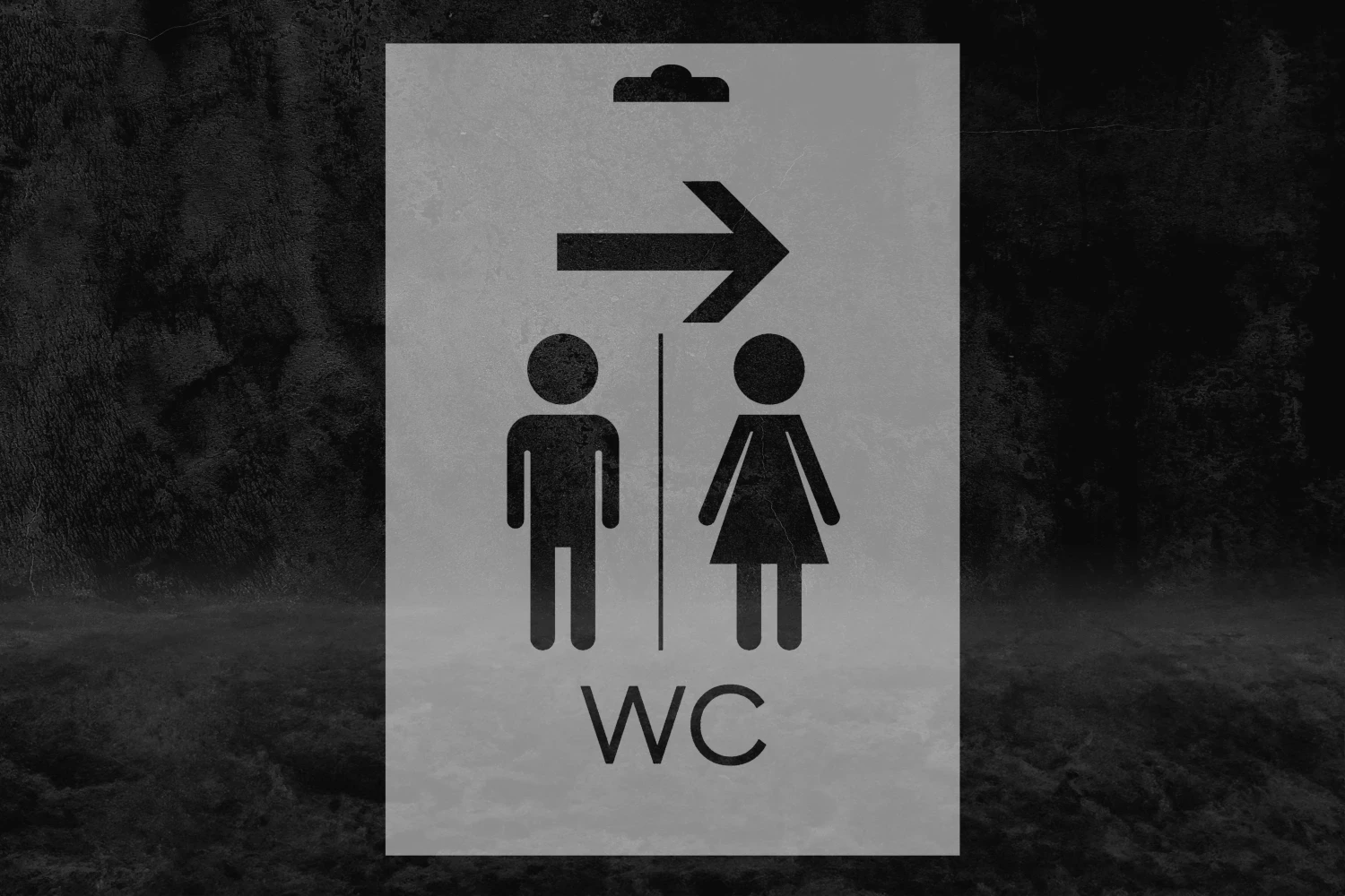 WC Ok Kadın Erkek Stencil Kalıbı, Uyarı Desenli Stencil