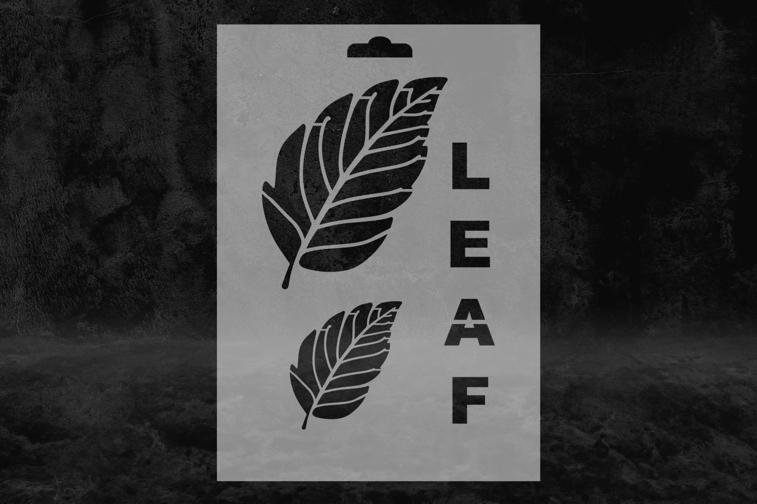 Yaprak 2 Farklı Boyut Stencil Kalıbı, Leaf Yazılı Stencil