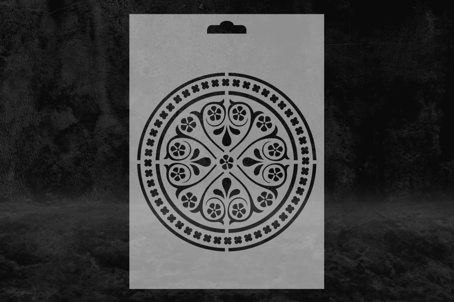 Daire Mandala Desenli Eski Çağ Stencil Kalıbı