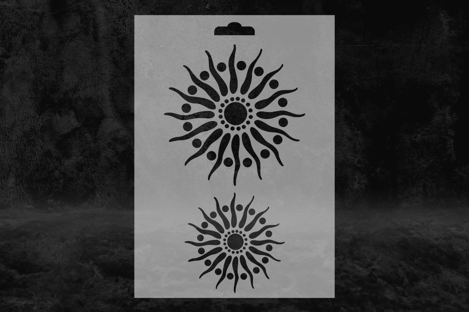 Daire (V) Mandala Desenli Güneş Stencil Kalıbı