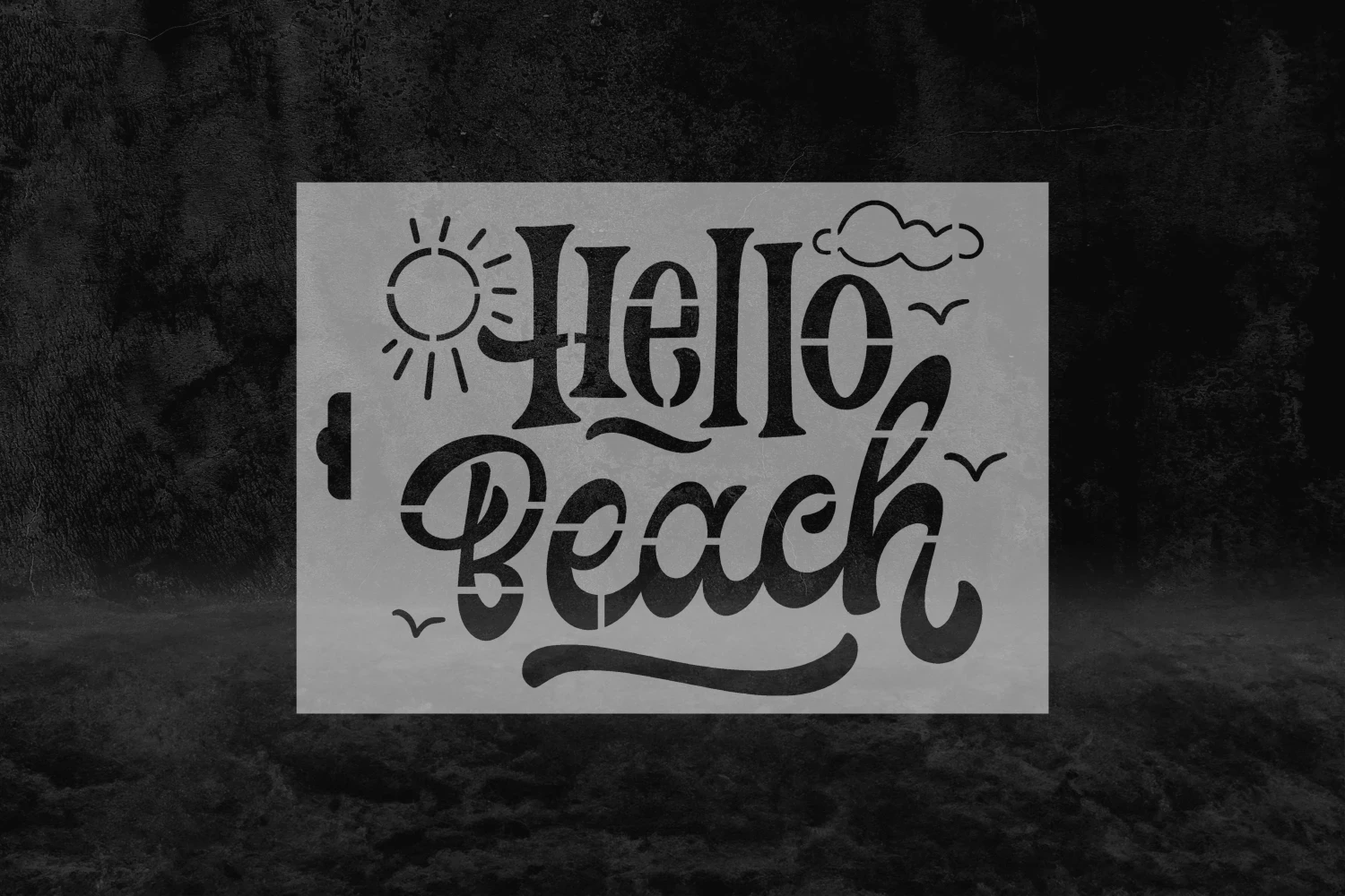 Hello Beach Yazılı Yaz Desenli Stencil Kalıbı