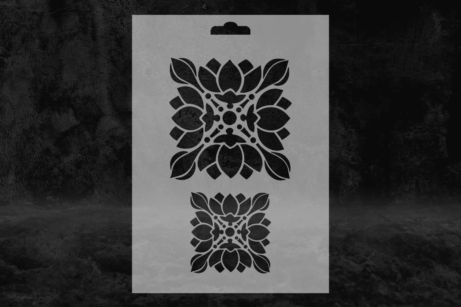Kare (II) Mandala Desenli Eski Çağ Çiçek Stencil Kalıbı