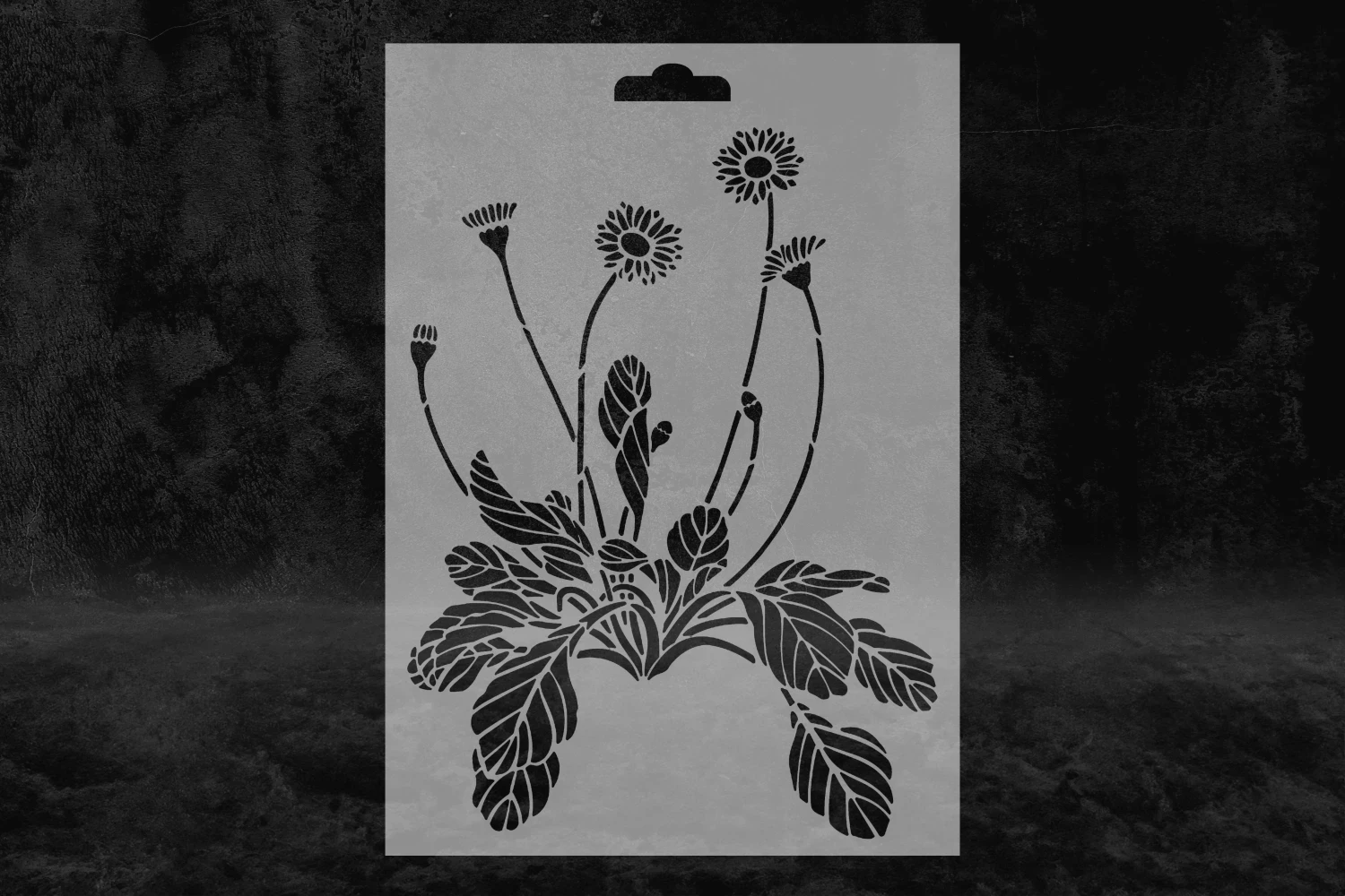 Papatya Çiçeği ve Yaprakları Desenli Stencil Kalıbı