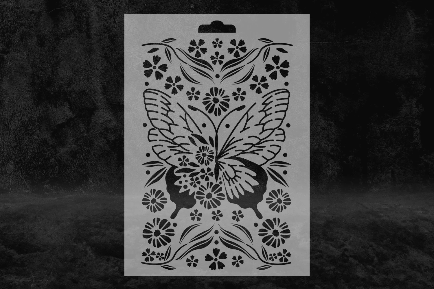 Kelebek ve Bitkiler Desenli Stencil