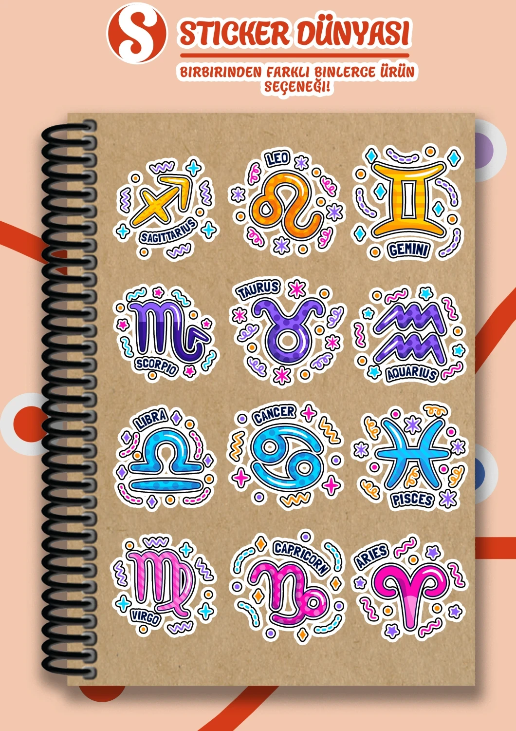 Burç ve Astroloji İçerikli Özel Sticker Koleksiyonu (Astroloji1)