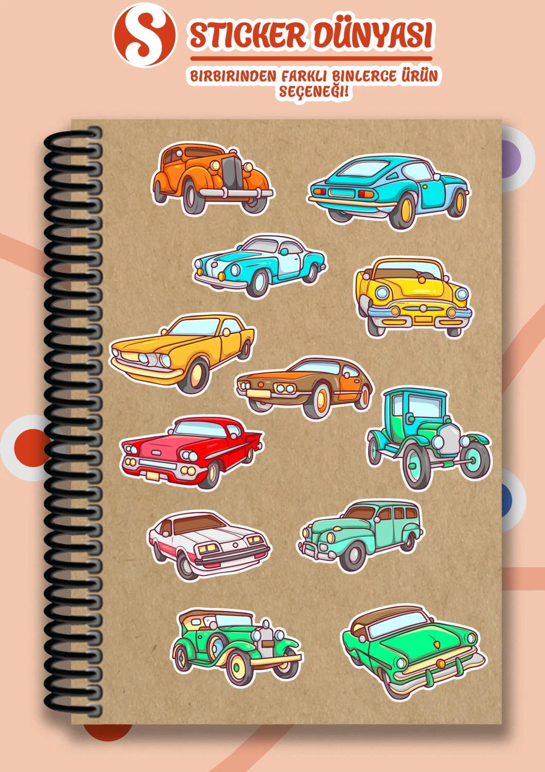 Eski Nostaljik Arabalar Sticker Koleksiyonu (Nost. Arabalar2)