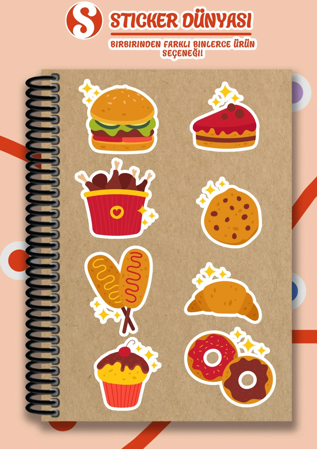 Fast Food Desenli Lezzetli Sticker Koleksiyonu (FastFood1)