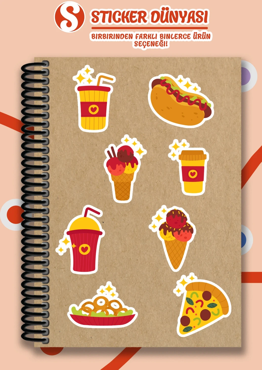 Fast Food Desenli Lezzetli Sticker Koleksiyonu (FastFood2)