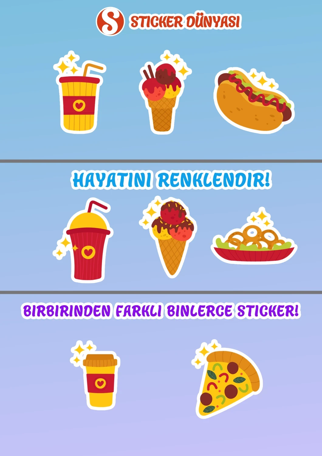 Fast Food Desenli Lezzetli Sticker Koleksiyonu (FastFood2) görsel 2