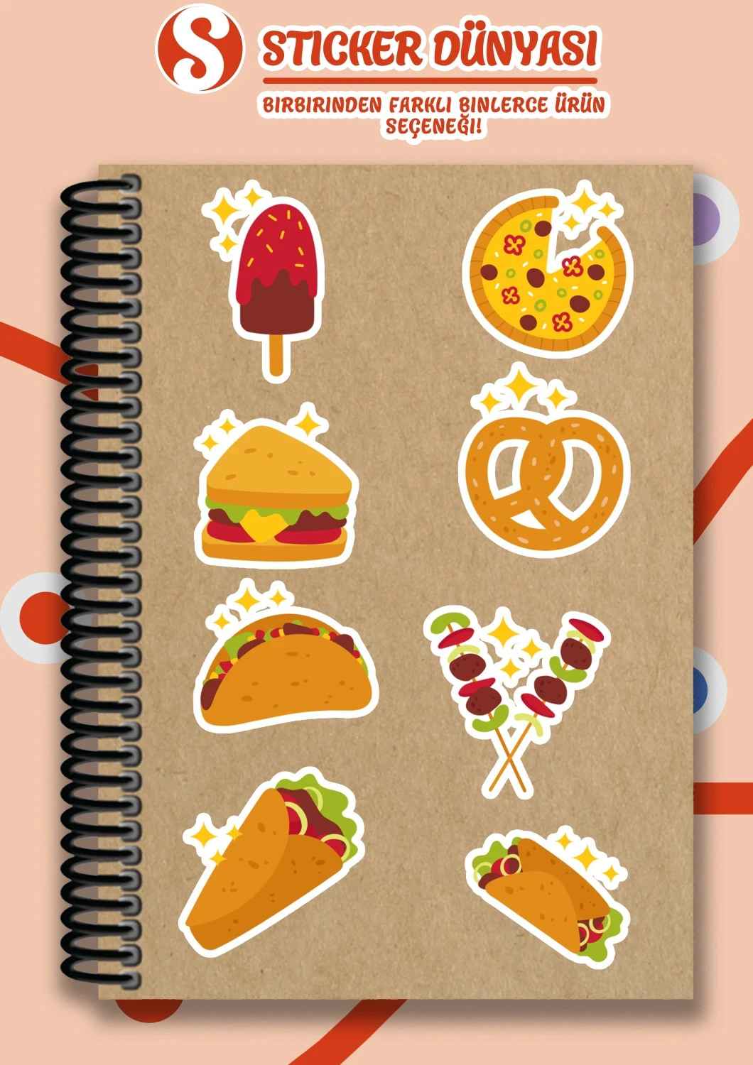 Fast Food Desenli Lezzetli Sticker Koleksiyonu (FastFood3)