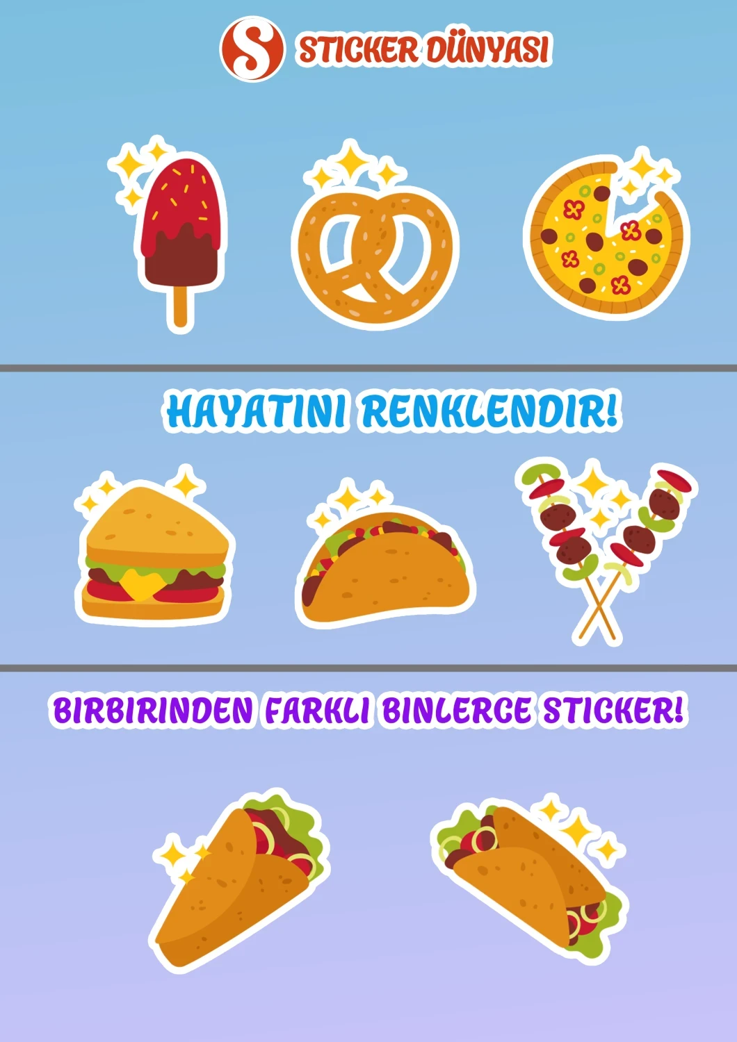 Fast Food Desenli Lezzetli Sticker Koleksiyonu (FastFood3) görsel 2
