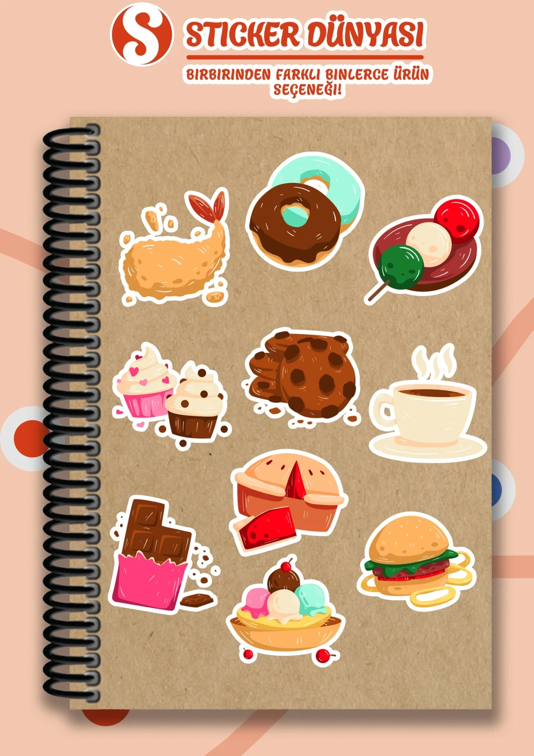 Favori Yiyecekler Temalı Leziz Sticker Koleksiyonu (F.Yiyecek1)