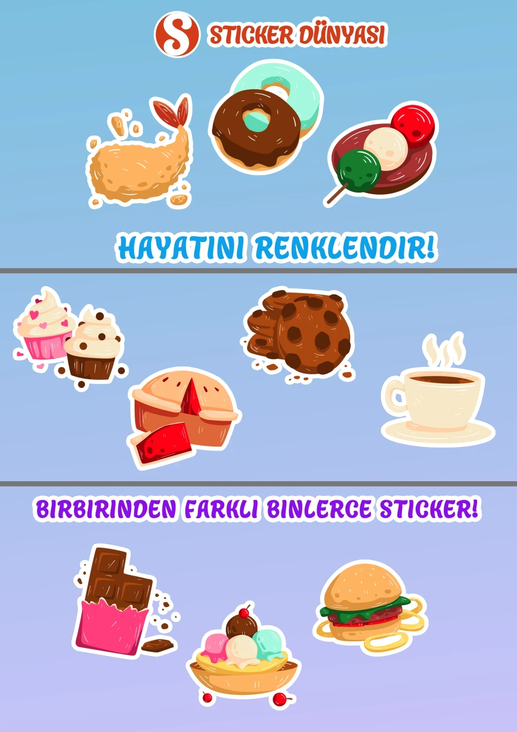 Favori Yiyecekler Temalı Leziz Sticker Koleksiyonu (F.Yiyecek1) görsel 2