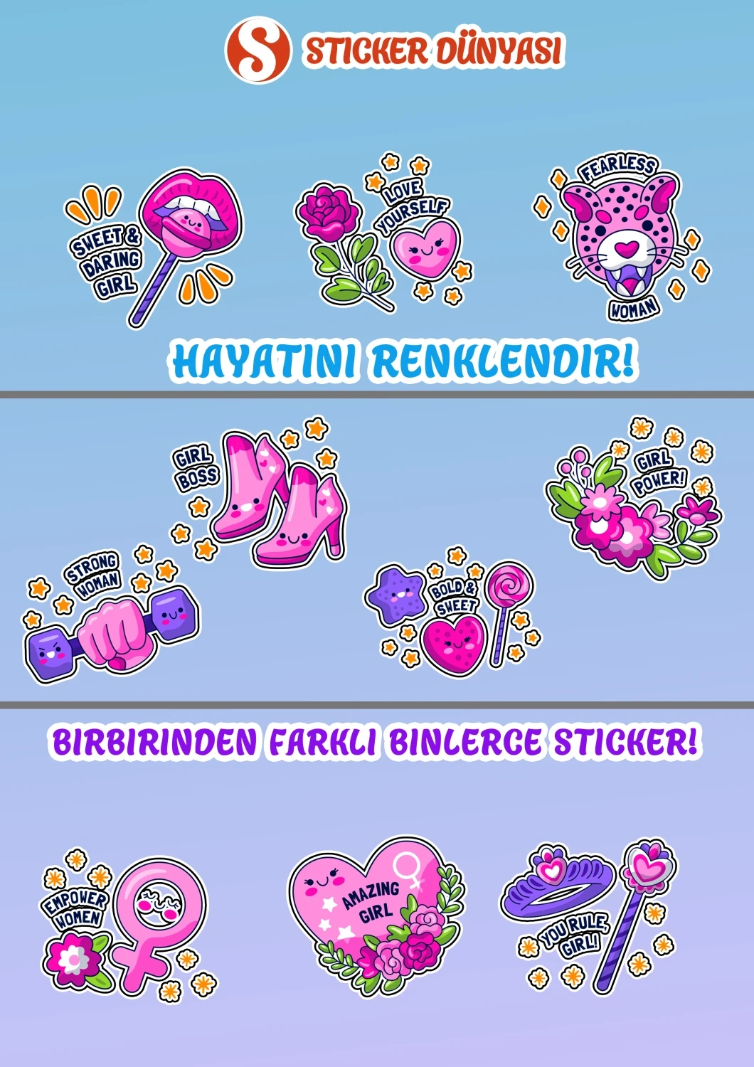 Kadın Hakları Tasarımlı Özel Sticker Koleksiyonu (Kad.Hak.2) görsel 2