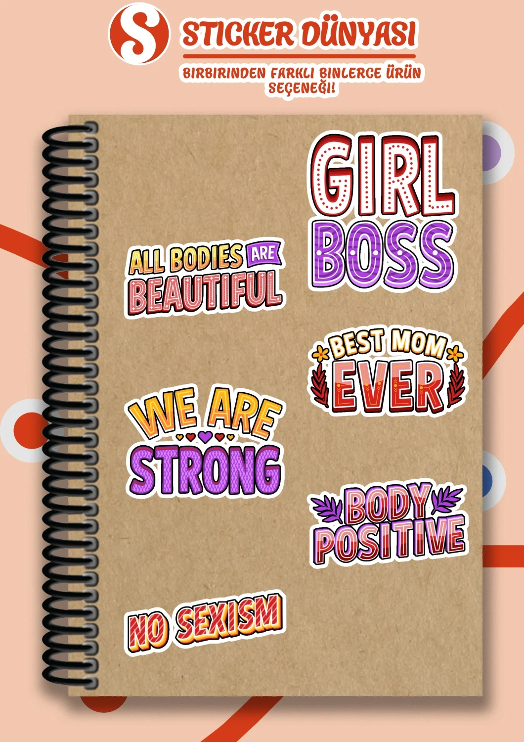 Kadın Sevgi Yazılı Renkli Sticker Koleksiyonu (Woman3)