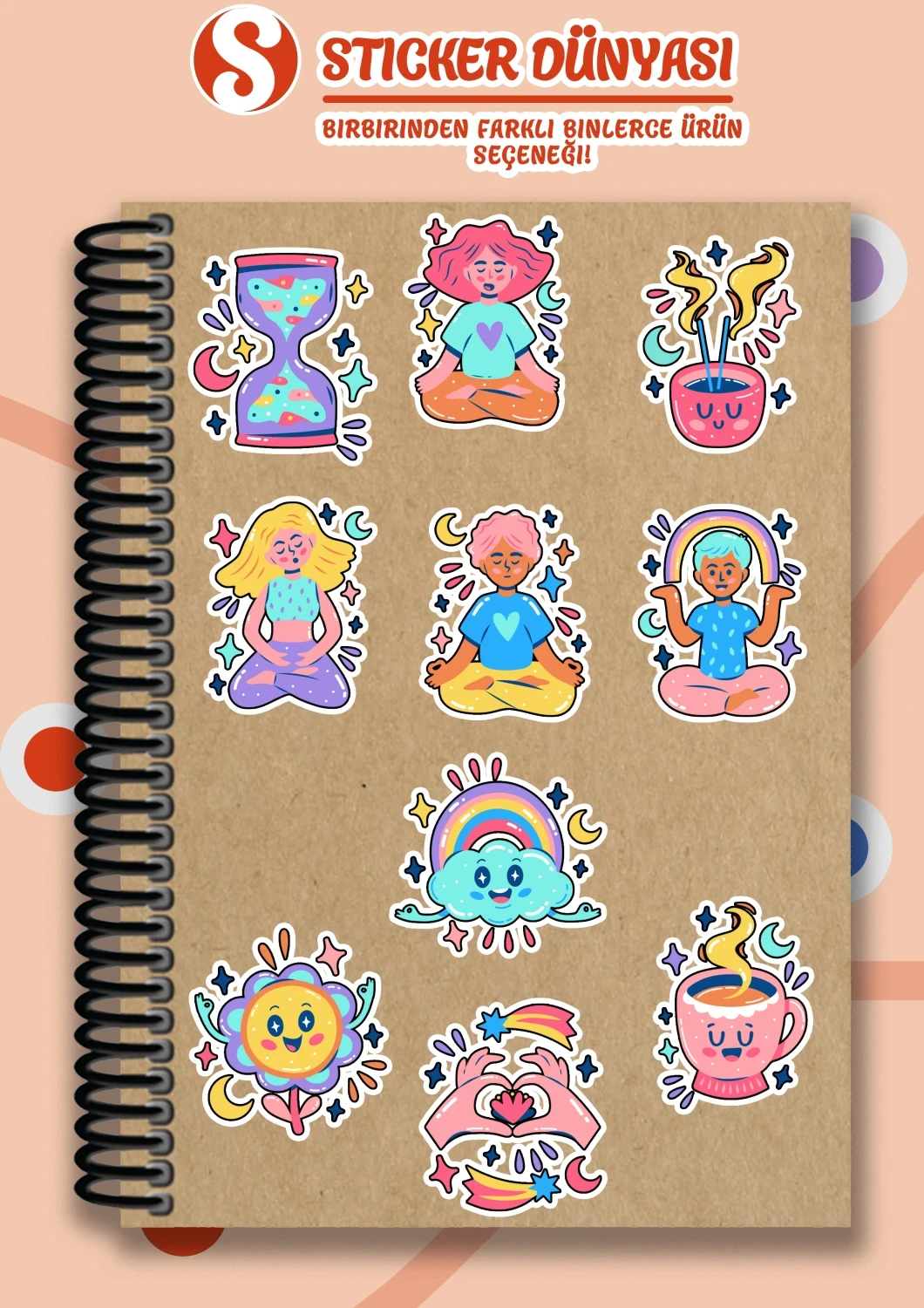 Meditasyon Temalı Dinlendirici Sticker Koleksiyonu (Meditasyon1)