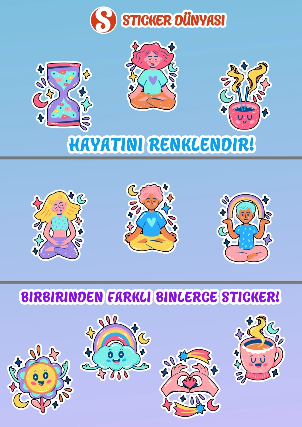 Meditasyon Temalı Dinlendirici Sticker Koleksiyonu (Meditasyon1) görsel 2
