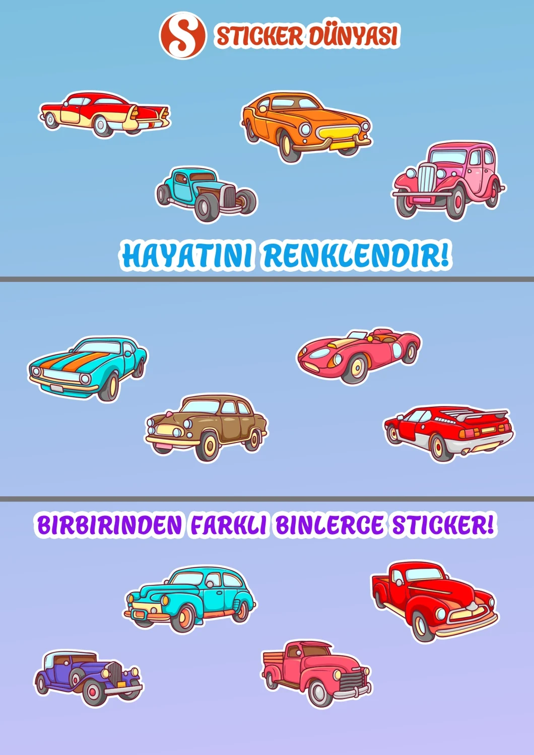 Nostaljik Arabalar Görseli Sticker Koleksiyonu (Nost. Arabalar1) görsel 2