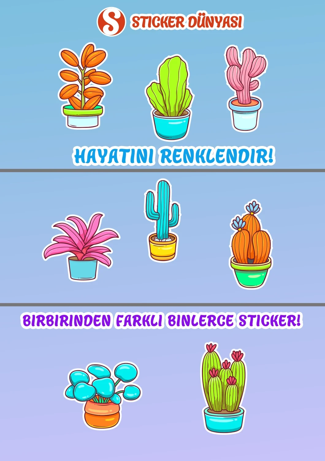 Otantik Bitkiler Temalı Mükemmel Sticker Koleksiyonu (Otantik-Bitki2) görsel 2