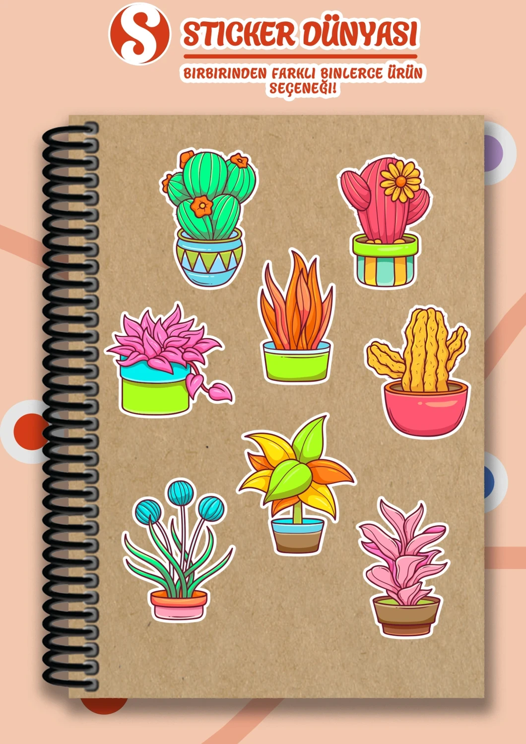 Otantik Bitkiler Temalı Yaratıcı Sticker Koleksiyonu (Otantik-Bitki3)