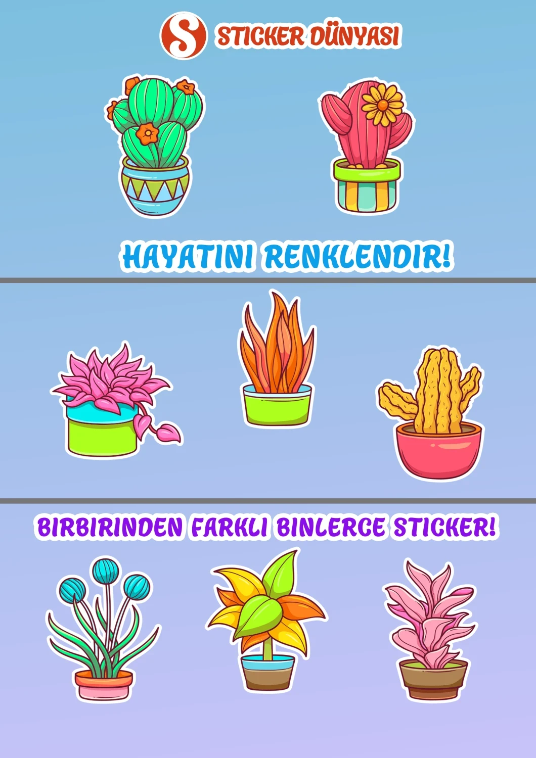 Otantik Bitkiler Temalı Yaratıcı Sticker Koleksiyonu (Otantik-Bitki3) görsel 2
