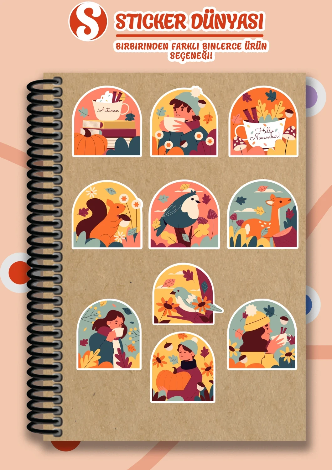 Sonbahar Temalı Mükemmel Sticker Koleksiyonu (Sonbahar1)
