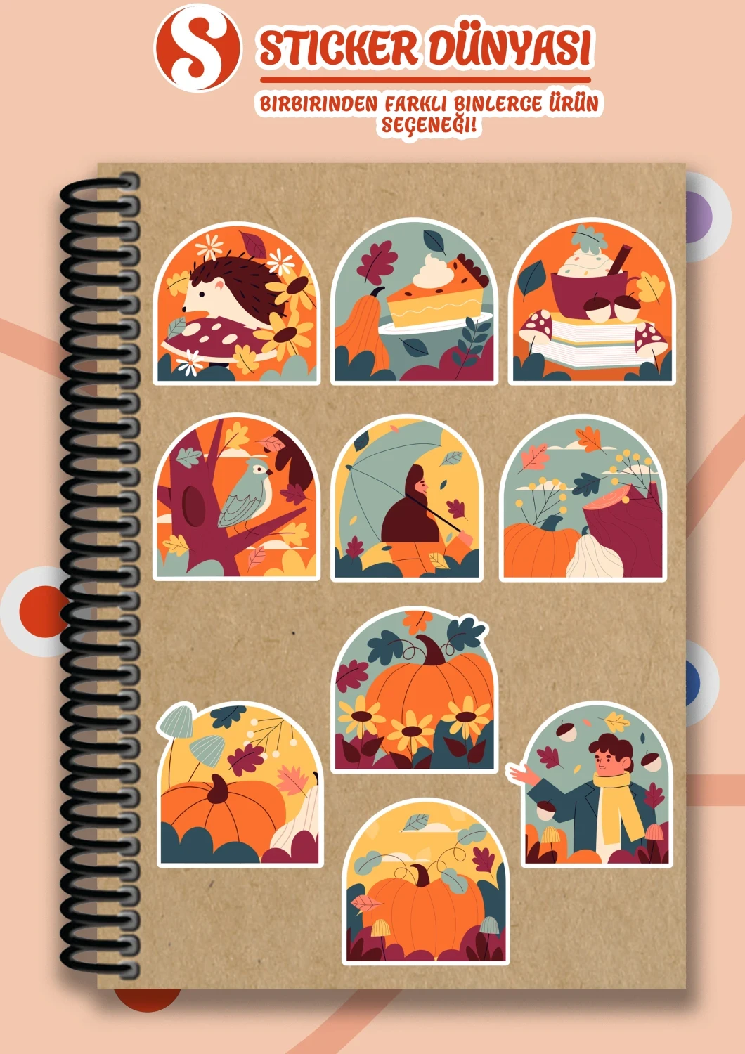 Sonbahar Temalı Yaratıcı Sticker Koleksiyonu (Sonbahar2)