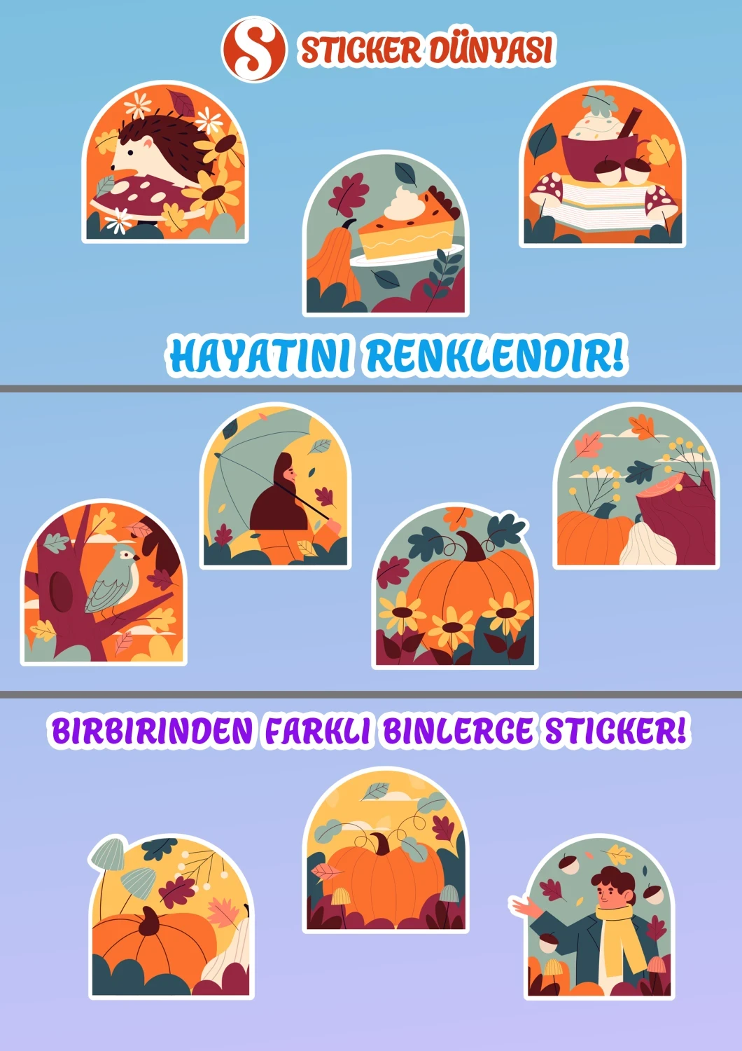 Sonbahar Temalı Yaratıcı Sticker Koleksiyonu (Sonbahar2) görsel 2