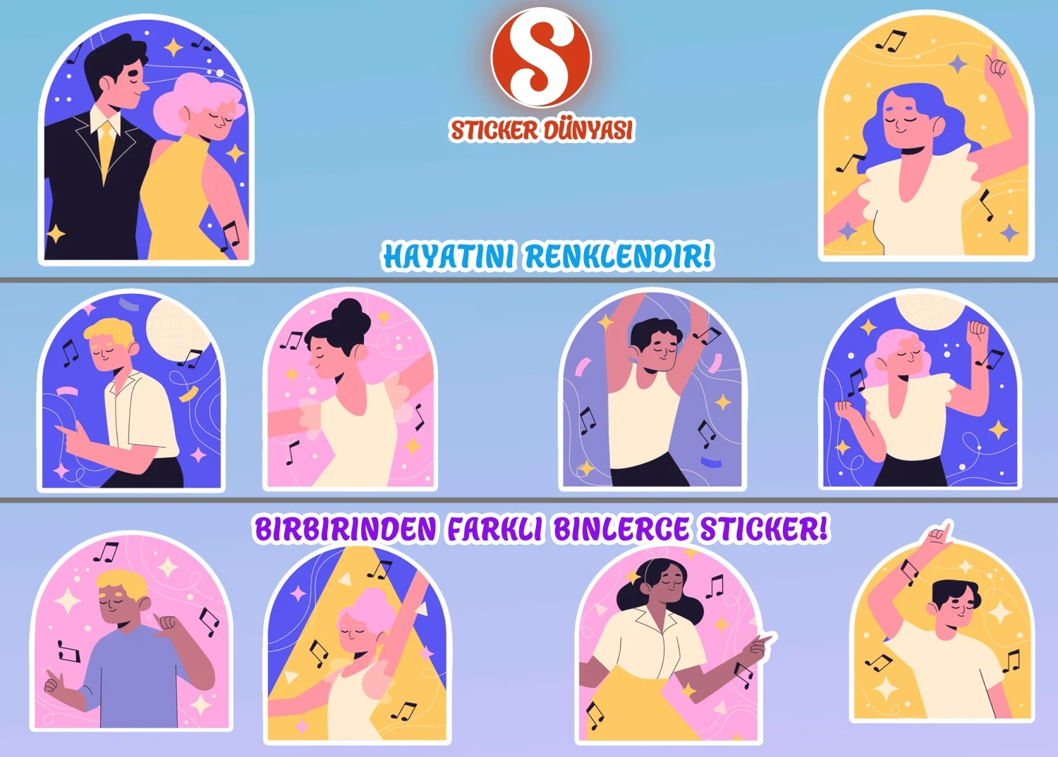 Dans Temalı Soft Eğlenceli Sticker Koleksiyonu (Dans2) görsel 2