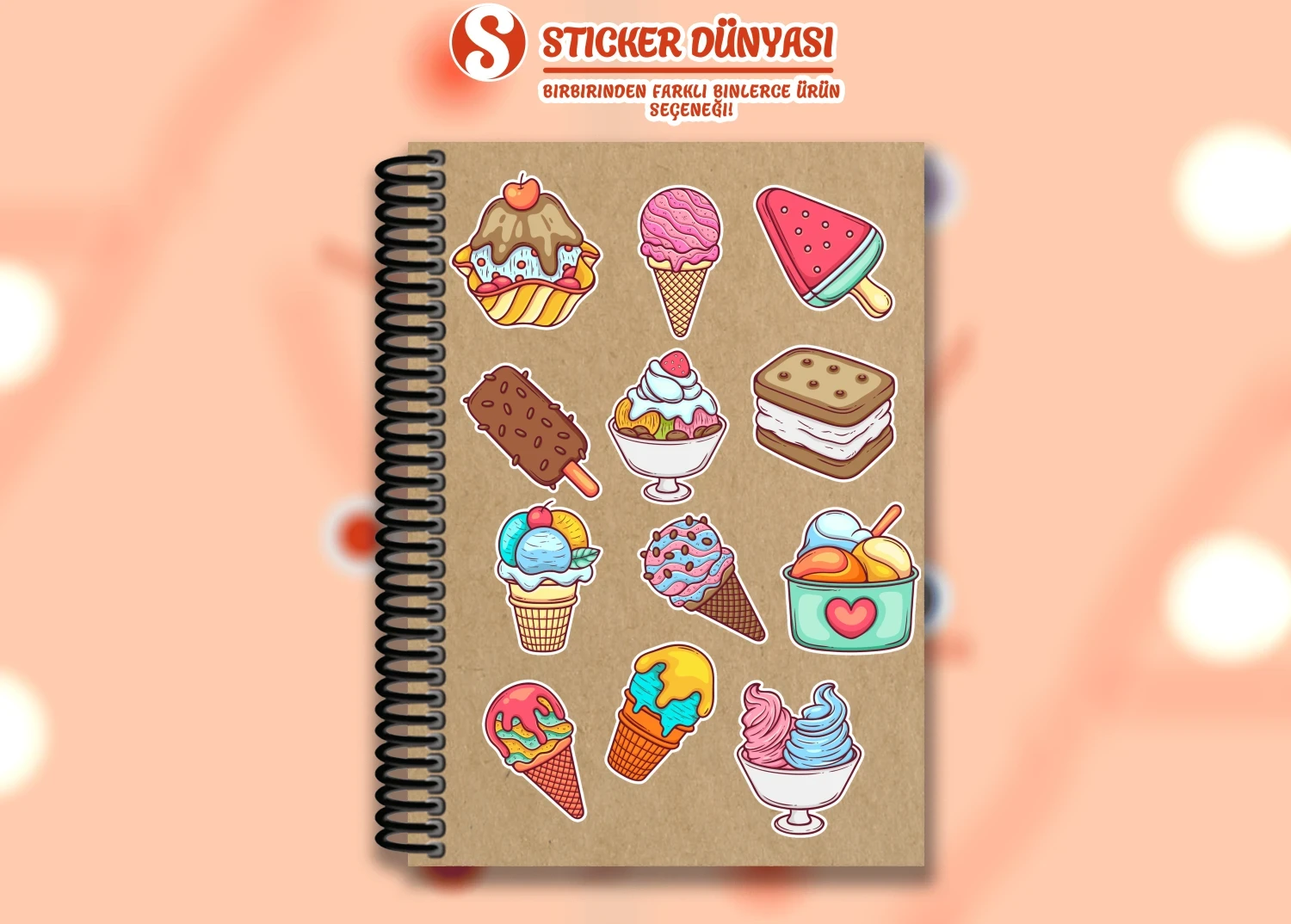 Dondurma Temalı Renkli Sticker Koleksiyonu (Dondurma2)