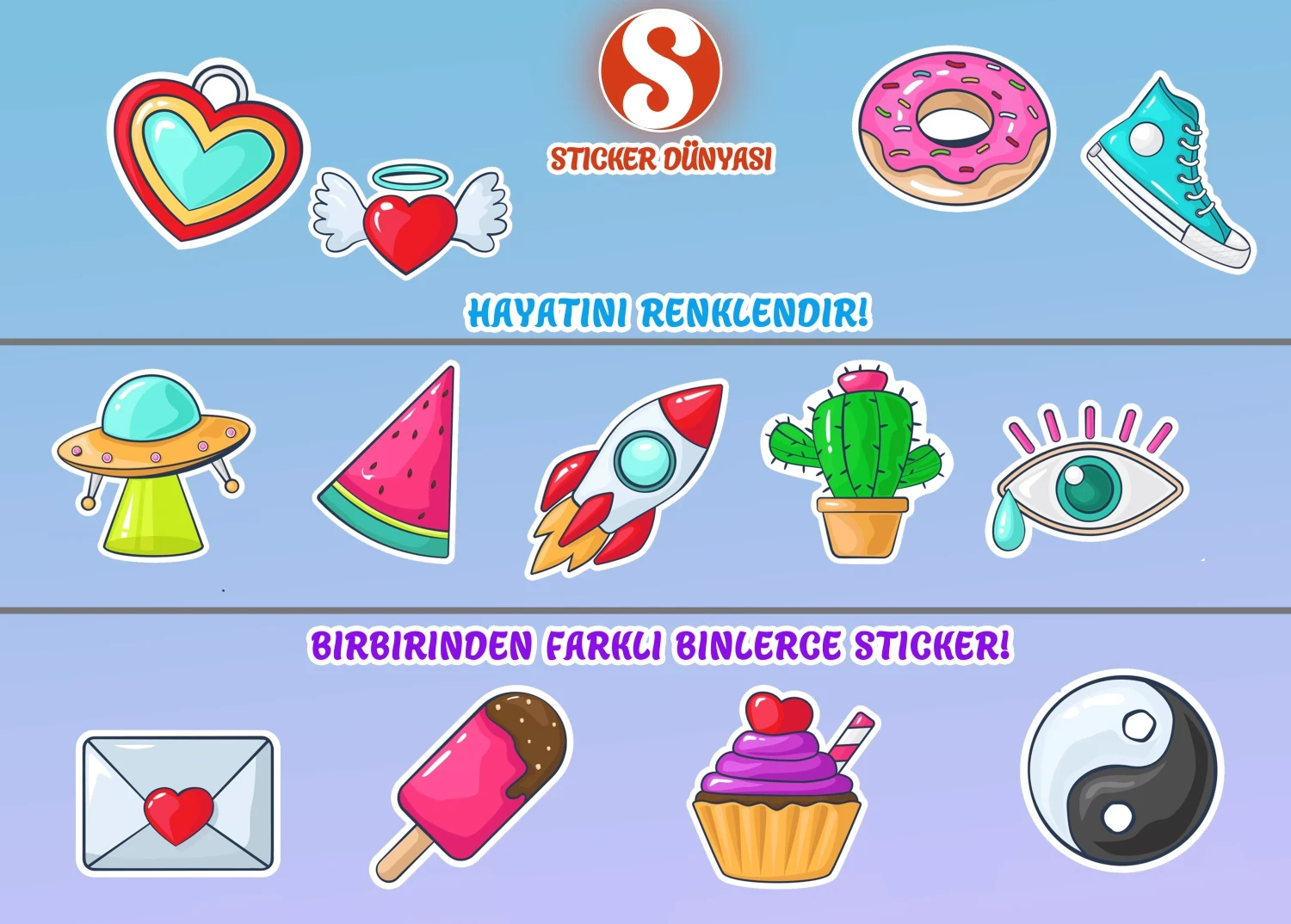 Pop Stick Eğlenceli Sticker Koleksiyonu (Pop1) görsel 2