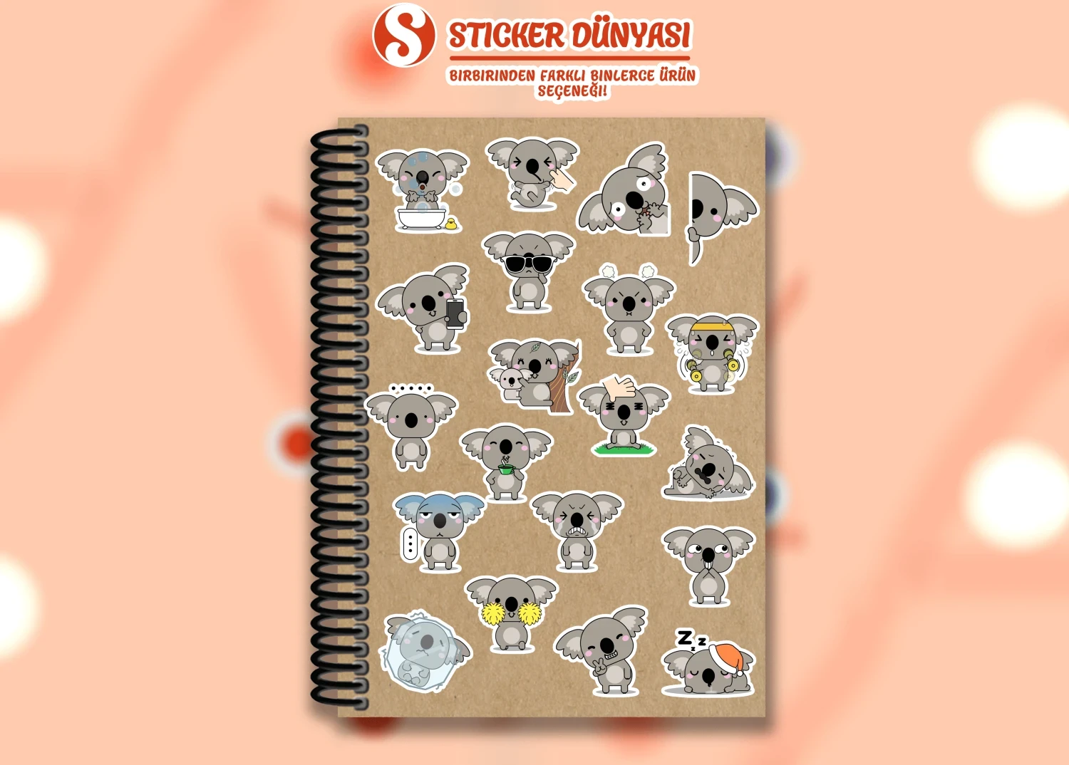 Sevimli Koala Temalı Sticker Koleksiyonu (Koala2)