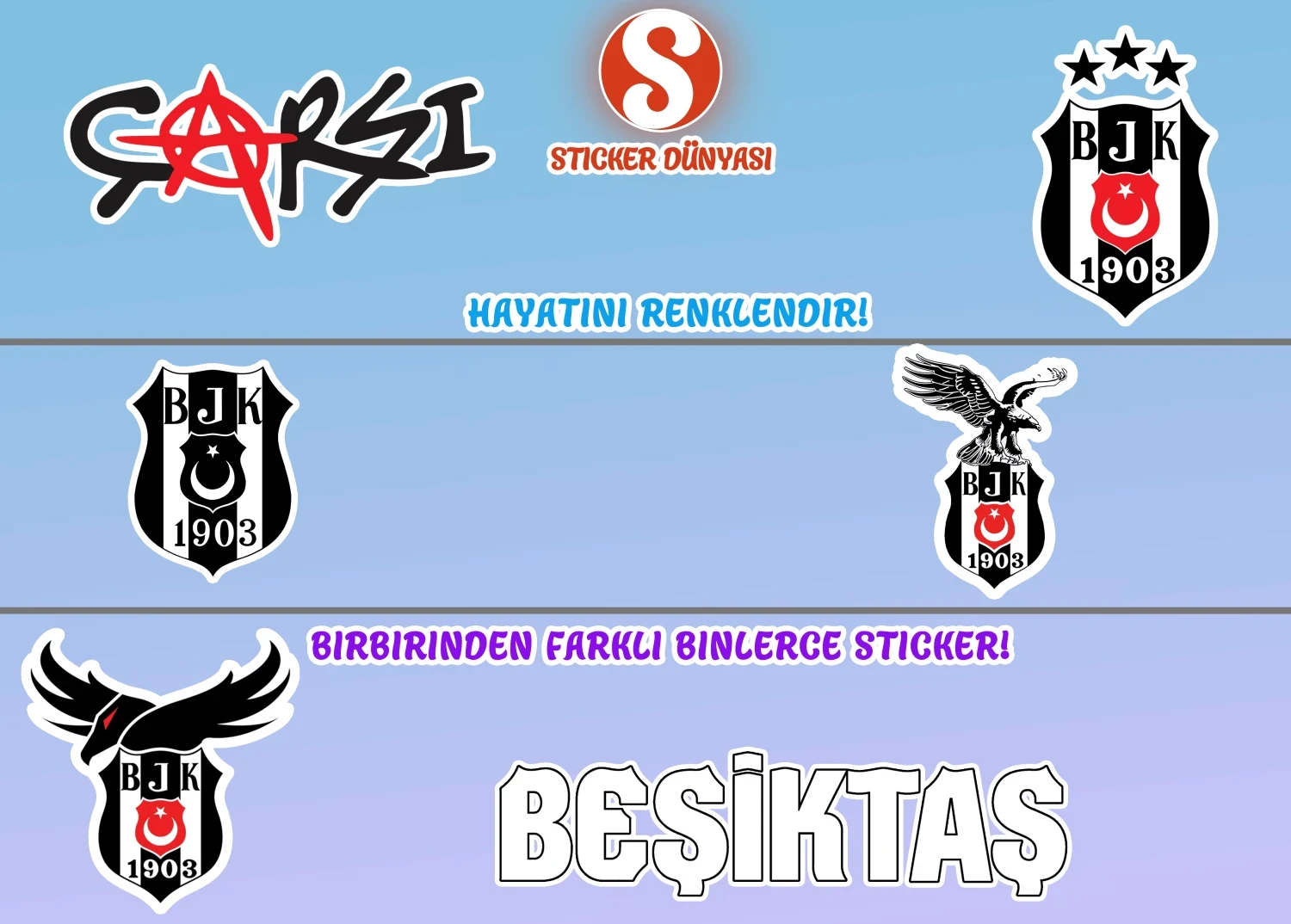 1903 Beşiktaş Takımı Logo Temalı Sticker Koleksiyonu (Beşiktaş1) görsel 2