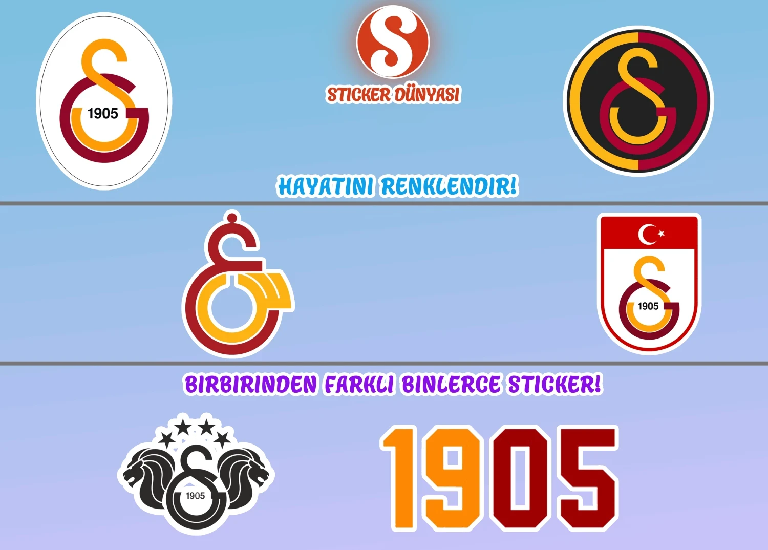 1905 Galatasaray Takımı Logo Temalı Sticker Koleksiyonu (Galatasaray1) görsel 2