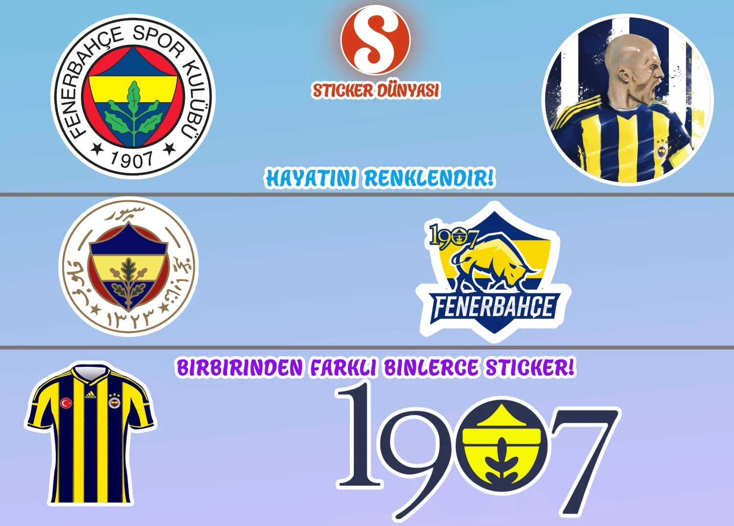 1907 Fenerbahçe Takımı Logo Temalı Sticker Koleksiyonu (Fenerbahçe1) görsel 2