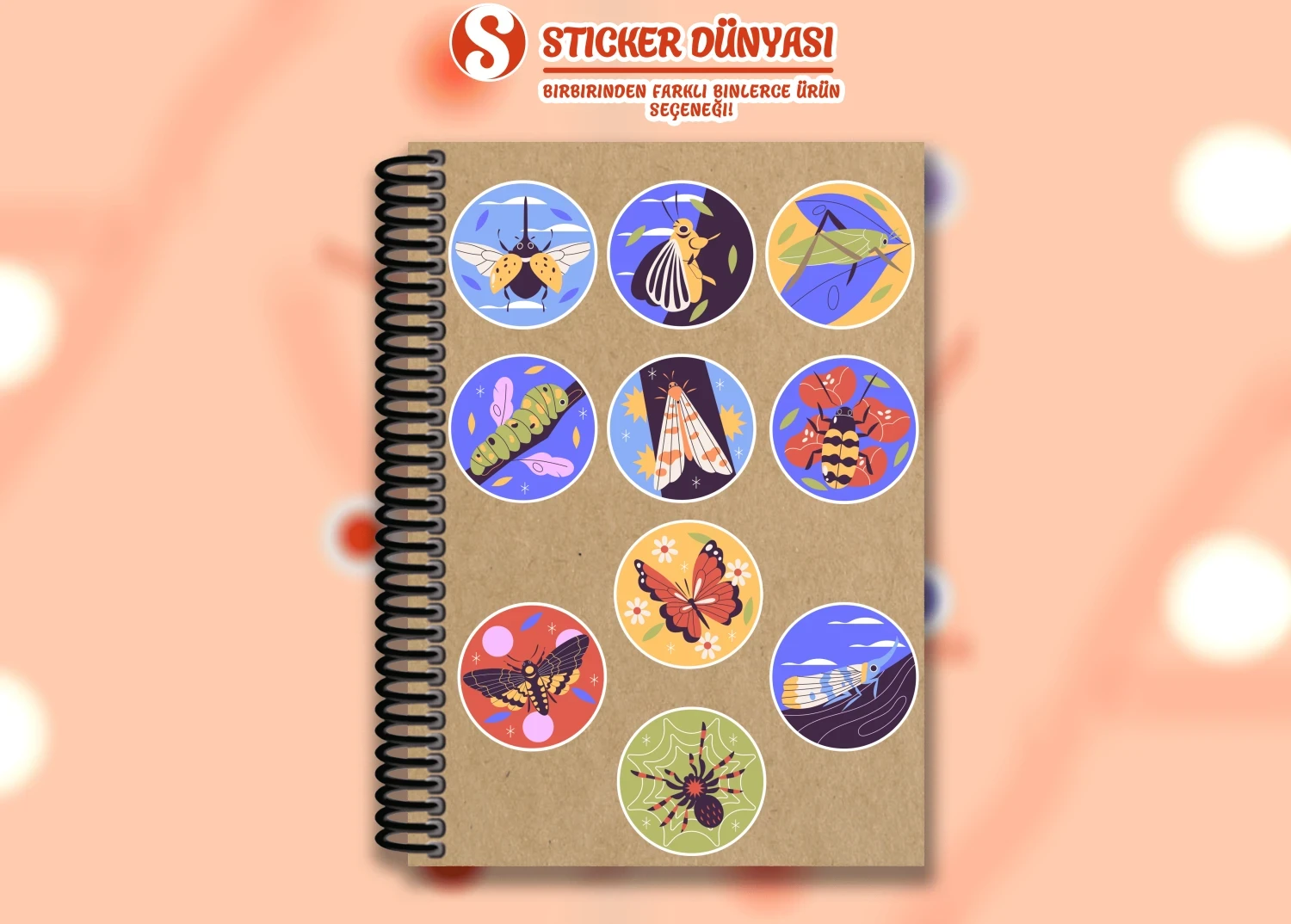Böcek Türleri Temalı Sticker Koleksiyonu (Böcek1)